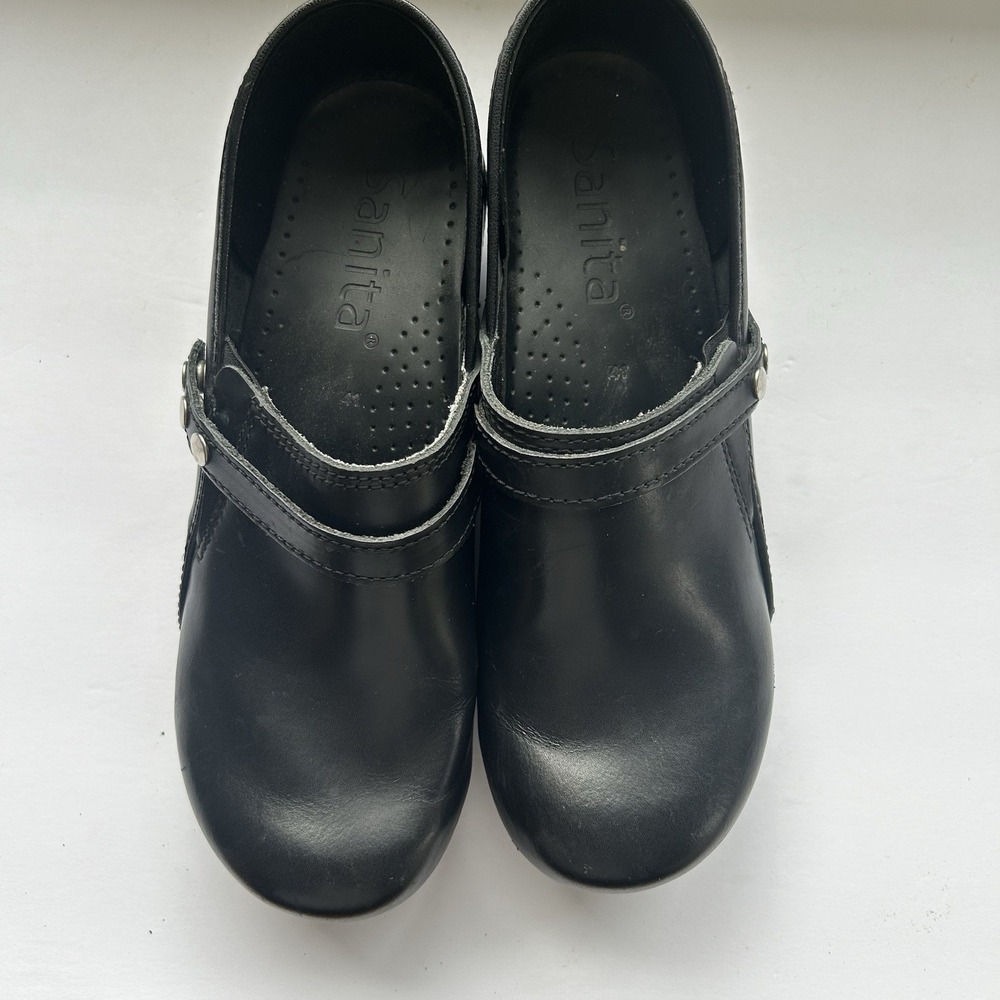 Sanita Professional Clogs Womens 41 Black Leather Studded Strap - Picture 6 of 10